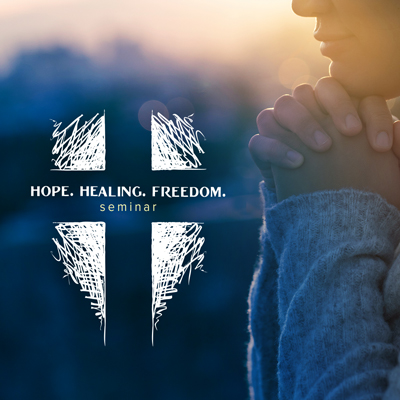 hope healing and freedom seminar image of cross logo and praying women